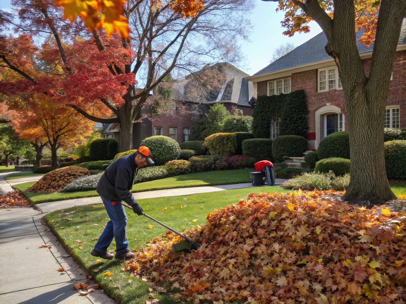 Landscaping crew maintaining a beautifully designed yard